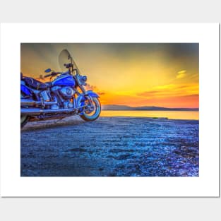 Motorbike Sunset In Kefalonia Posters and Art